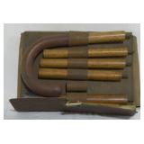 Knock down wood cane in leather pouch