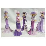 5 Thomas Kinkade Victorian lady figurines