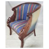Swan carved barrel arm chair