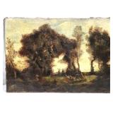 Early stretch oil on canvas painting, 1918