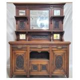 Nicely carved English mirror top sideboard