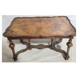 William & Mary burled tray top coffee table