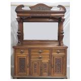 Englsih intricately carved mirrored sideboard