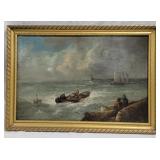 Early nautical oil on canvas, signed