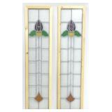 Pair stained glass windows, 50 x 12