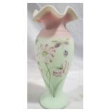 Fenton Lotus Mist Burmese 10" vase