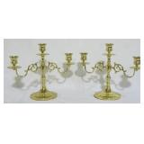 Pair Baldwin 3 lite brass candelabra