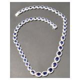 14kt White Gold Sapphire & Diamond Necklace