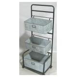 3 Tier galvanized rolling bin, 51 x 20 x 15