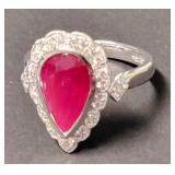 Platinum Burmese Ruby Corundum & Diamond Ring