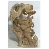 Heavily carved cherub statue, 46" tall`