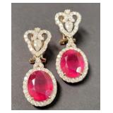 14kt Gold Diamond & Ruby Composite Earrings