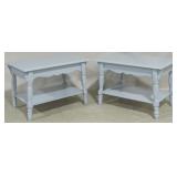 Pair Painted Blue Tables 20x28x19