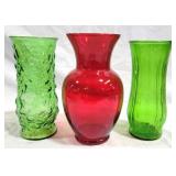 3 Glass Vases - 9" (tallest one)