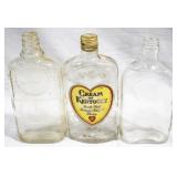3 pc. Lot of Clear Glass Bottles - 9" tall