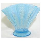 Fenton opalescent blue hobnail fan vase