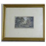 Framed colored engraving, 7 x 9