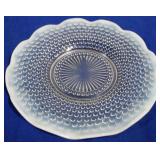 Moonstone Opalescent Hobnail Crimped Platter