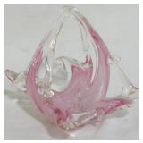Murano blown glass basket, 4.5 x 5 x 4