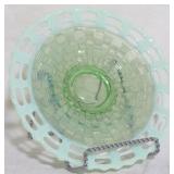 Opalescent green basket weave tray