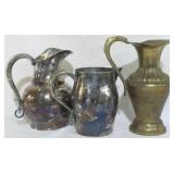 3 Vintage metal pitchers