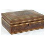 Small Tooled Leather Box w/ Key
