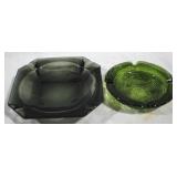 2 Vintage mid-century glass ashtrays