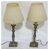 Pair brass candlestick 19" lamps