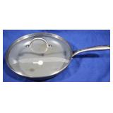 Green skillet with glass lid, 13"