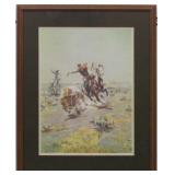 COWBOY ROPING A STEER BY CM RUSSELL