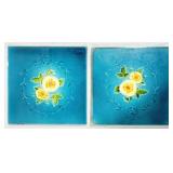 Vintage Ceramic Decorated Tiles - qty 2