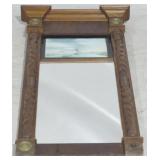 Vintage acanthus carved mirror with scene