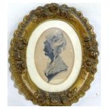 Antique silhouette in carved oval frame, w/history