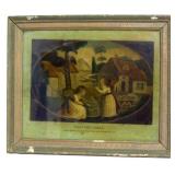 Reverse painting on glass in frame - 10 x 12