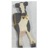 Folk art wooden cow wall hanger, 14 x 4