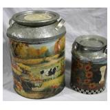 2 Milk can tins, 9" & 14"