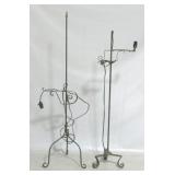 2 Antique iron metal lamp stands