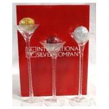 International silver 3 pc glass decor in box