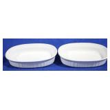 2 Corning French White baking dishes