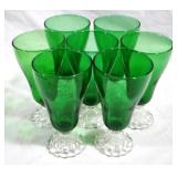 7 Vintage Anchor Hocking Green Water Goblets