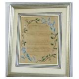 Framed Poem 13.5 x 11.5