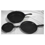 3 Cast iron frying pans