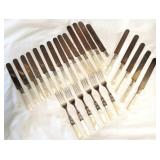 Mother of Pearl Handled Flatware 25 pieces