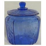Blue biscuit jar, 8 x 6