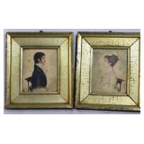 Pair Patty Hodgkins silhouette portraits - 8 x 7