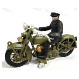 Cast Iron Motorcycle w/ Rider - 8" long