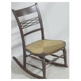 Vintage mahogany rush seat rocker