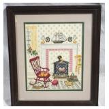 Framed embroidery, 13.5 x 12