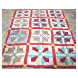 Hand stitched vintage quilt, 63 x 77