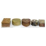 5 Assorted Soapstone Boxes